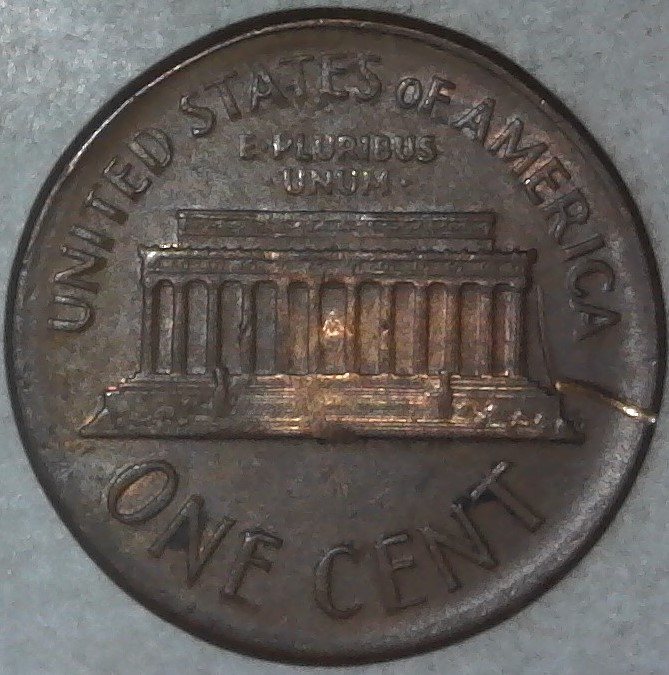 1965-P-Lincoln-Memorial-Cent-With-Broadstrike